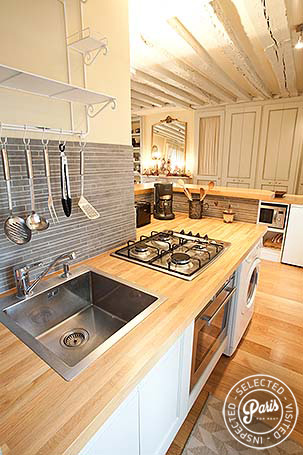 Fully equipped kitchen at Marais Elegance, apartment for rent in Paris, Marais