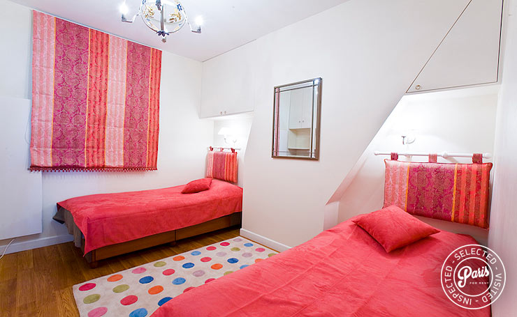 Single beds in second bedroom at St Germain Bonaparte, Paris vacation rental, Saint Germain