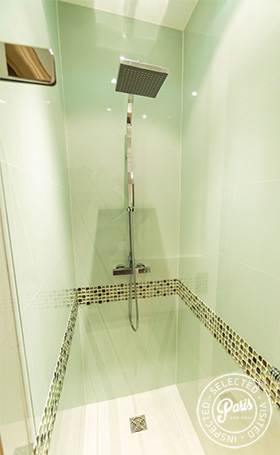 Bathroom with rain shower at Latin Quarter Loft, Paris apartment rental, Latin Quarter
