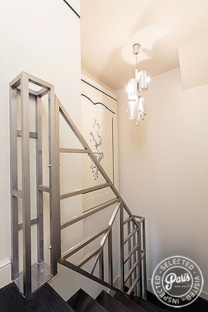 Stairs to bedrooms at Anjou Palace, apartment for rent in Paris, Madeleine