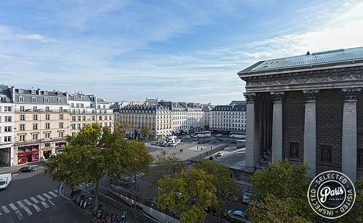 View of Place de la Madeleine from Madeleine Terrace, Paris flat rental, Opera-Vendome