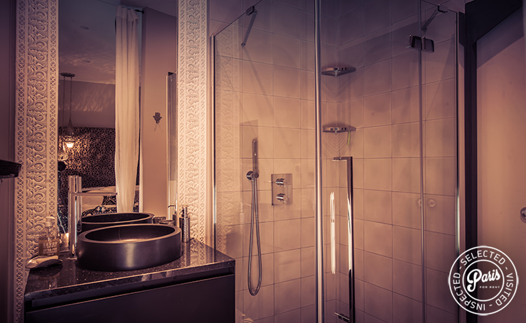 Bathroom with stand-up shower at St Germain Chic, apartment rental in Paris, Saint Germain