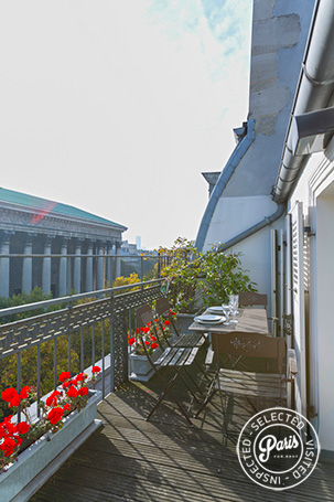 Terrace with seating area at Madeleine Terrace, Paris apartment rental, Opera-Vendome