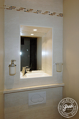Washbasin in toilet at Bourg Suite, Paris vacation rental, Marais