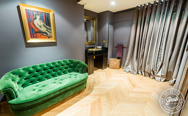 Stylish settee at Latin Quarter Loft, apartment for rent in Paris, Latin Quarter