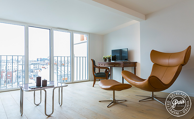 Contemporary armchair at Marais Skyline, Paris flat rental, Marais