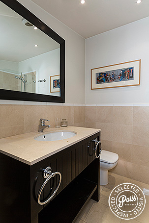 bathroom with toilet at Madeleine Terrace, apartment for rent in Paris, Opera-Vendome
