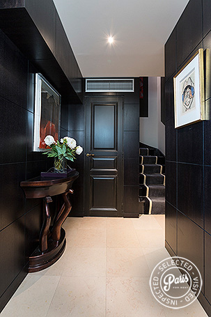 Entrance and stairs to bedrooms at Madeleine Terrace, Paris apartment rental, Opera-Vendome