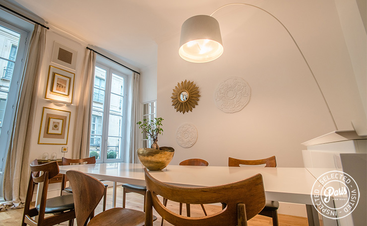 Dining table for eight at St Germain Charm, Paris apartment rental, Saint Germain