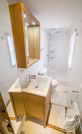 Bathroom with stand-up shower at St Germain Charm, apartment rental in Paris, Saint Germain