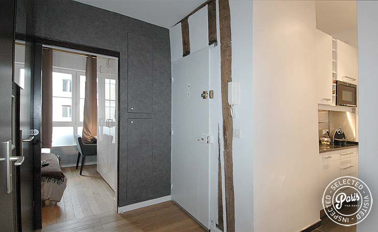 Entrance to master bedroom at Bourg Suite, Paris vacation rental, Marais