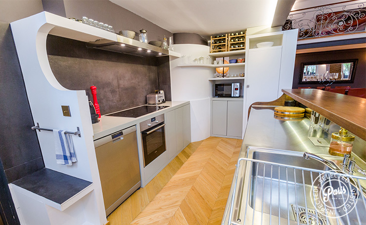 Modern kitchen at Latin Quarter Loft, Paris apartment rental, Latin Quarter