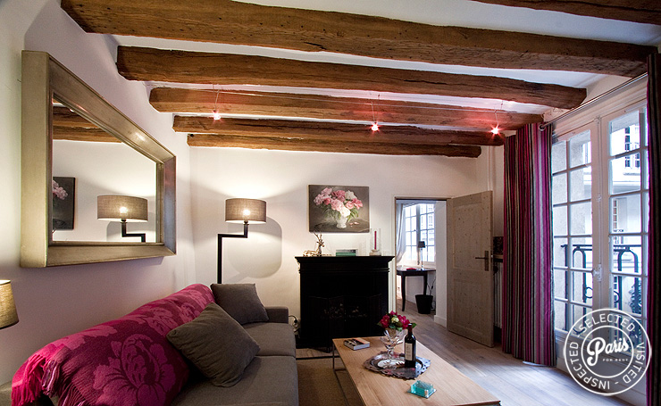 Living room at Quai Notre Dame, apartment for rent in Paris, Latin Quarter